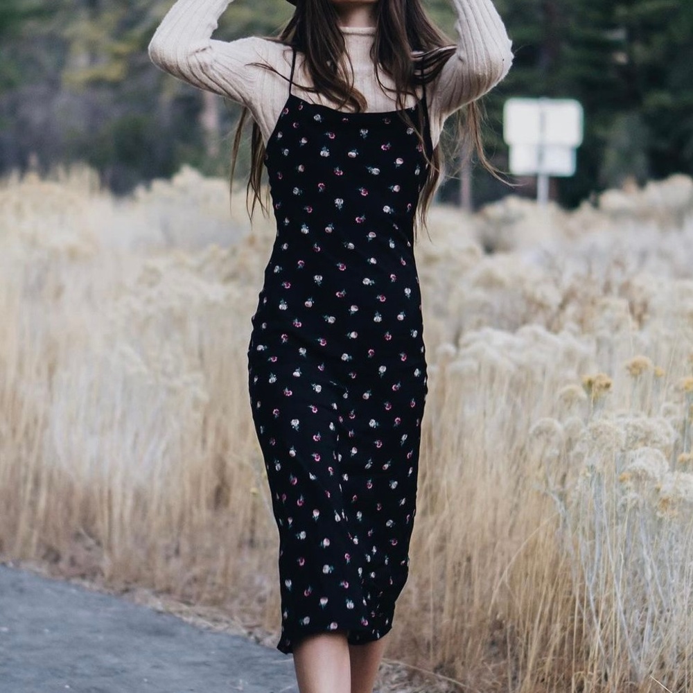 Lilyful floral cowl neck midi dress